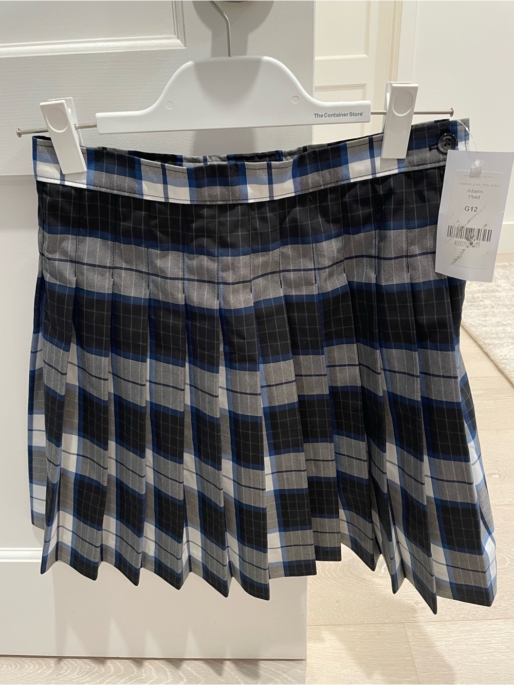 Dennis Uniforms Pleated Plaid Skirt in Black, Gray & Blue